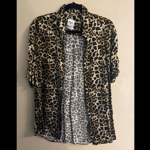 Zara flowy leopard print shirt